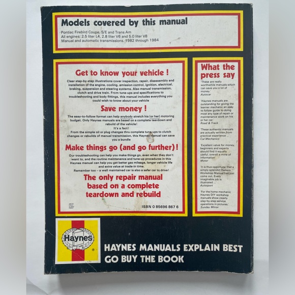 Pontiac Firebird 1982-1984 Owners Manual - Picture 3 of 3